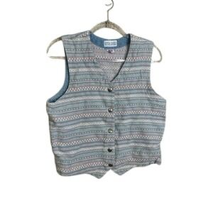 Vintage Gotcha‎ Covered Vest Women's M Southwestern Aztec Button Front USA Made